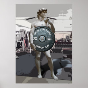 Funny Gym Owner Fitness David Holding Weight Poster