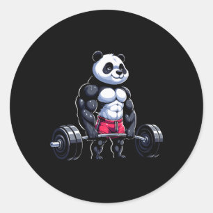 Funny Gym Panda Bodybuilder Weightlifting Motivati Classic Round Sticker