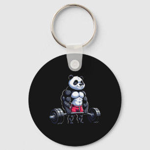 Funny Gym Panda Bodybuilder Weightlifting Motivati Key Ring