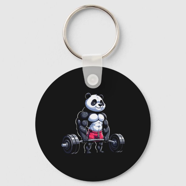 Funny Gym Panda Bodybuilder Weightlifting Motivati Key Ring (Front)