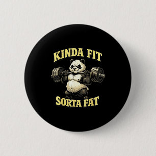 Funny gym panda_ kinda fit sorta fat weightlifting 6 cm round badge