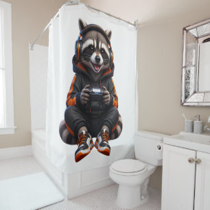 Funny Gym Racoon Shower Curtain – Cute Fitness An