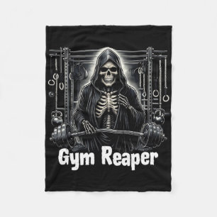 Funny Gym Reaper Workout Bodybuilding Fleece Blanket