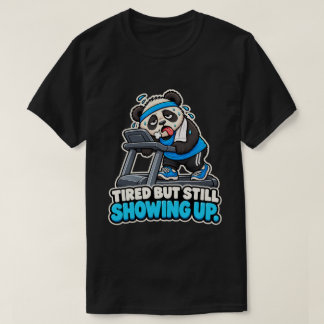 Funny Gym T-Shirt, Tired Panda on Treadmill, Tired T-Shirt