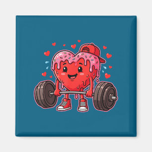 Funny Gym Valentine Deadlift Heart Graphic Art Magnet