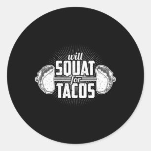 Funny Gym Weight Lifting Bodybuilding Will Squat F Classic Round Sticker