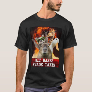 Funny Gym Weightlifting Hit Maxes Evade Taxes Work T-Shirt