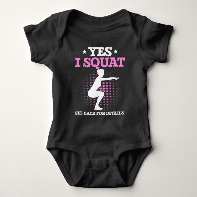 Funny Gym Workout and Fitness Girl Squat Lover Baby Bodysuit (Front)