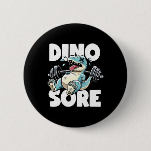 Funny Gym Workout Dinosaur Weight Lifting Gym Dino 6 Cm Round Badge