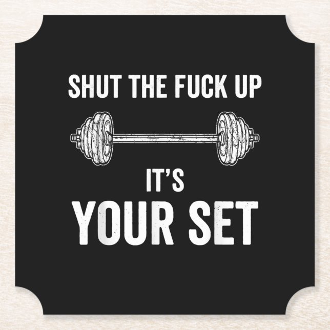 Funny Gym Workout Its Your Set Quote Paper Coaster (Front)
