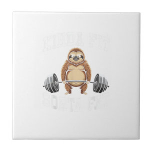 Funny Gym Workout Kinda Fit Sorta Fat Sloth T-Shir Ceramic Tile