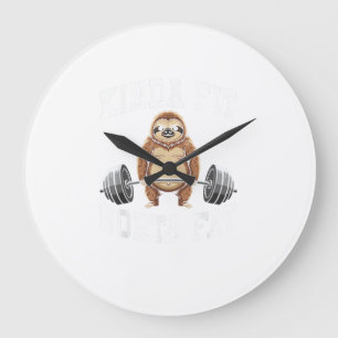 Funny Gym Workout Kinda Fit Sorta Fat Sloth T-Shir Large Clock
