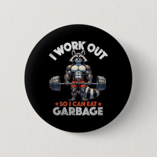Funny Gym Workout Muscled Racoon Weight Training  6 Cm Round Badge