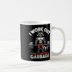 Funny Gym Workout Muscled Racoon Weight Training Coffee Mug
