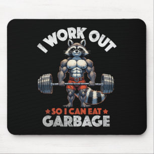 Funny Gym Workout Muscled Racoon Weight Training Mouse Pad