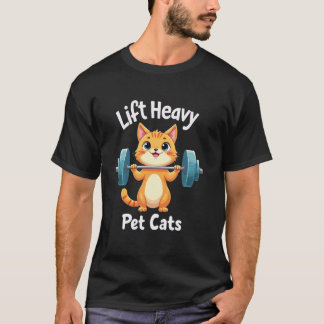 Funny Gym Workout Weightlifting Cat Animal Themed T-Shirt