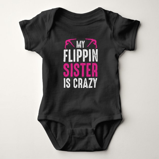 Funny Gymnast Brother Sister Gymnastics Tumbling Baby Bodysuit (Front)
