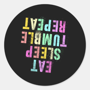 Funny Gymnast Eat Sleep Tumble Repeat Toddler Flip Classic Round Sticker