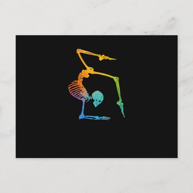 Funny gymnastics skeleton gymnast tumbling trainer postcard (Front)