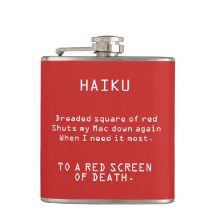 Funny Haiku to the Red Screen of Death Hip Flask