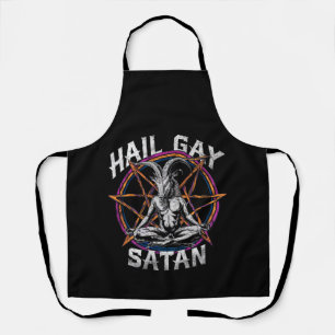 Funny Hail Gay Satan LGBT Goth Gay Pride Baphomet Apron