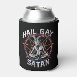 Funny Hail Gay Satan LGBT Goth Gay Pride Baphomet Can Cooler