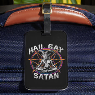 Funny Hail Gay Satan LGBT Goth Gay Pride Baphomet Luggage Tag
