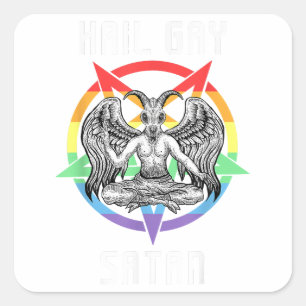 Funny Hail Gay Satan LGBT Goth Gay Pride Baphomet  Square Sticker