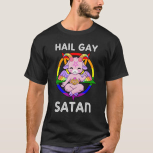 Funny Hail Gay Satan LGBT Goth Gay Pride Baphomet T-Shirt