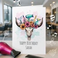 Funny Hair Stylist Birthday Card for Salon Women