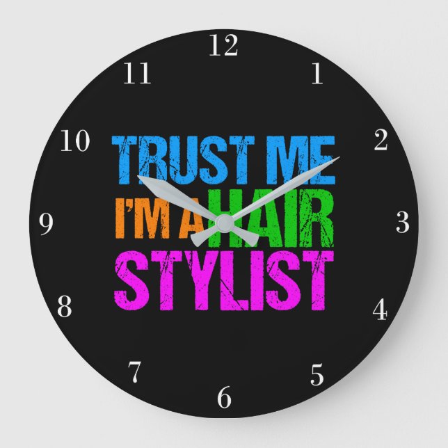 Funny Hair Stylist Large Clock (Front)