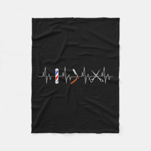 Funny Haircut Barber Pole Comb Blade Beard Heartbe Fleece Blanket