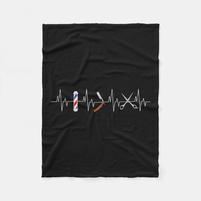 Funny Haircut Barber Pole Comb Blade Beard Heartbe Fleece Blanket (Front)