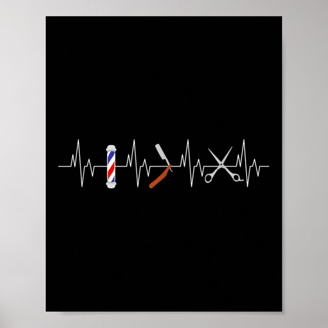 Funny Haircut Barber Pole Comb Blade Beard Heartbe Poster (Front)