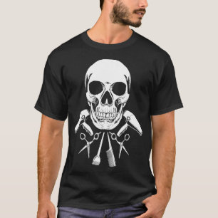 Funny Hairdresser Designs For Men Women Skull Hair T-Shirt