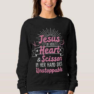 Funny Hairdresser Designs Girls Women Christian Ha Sweatshirt