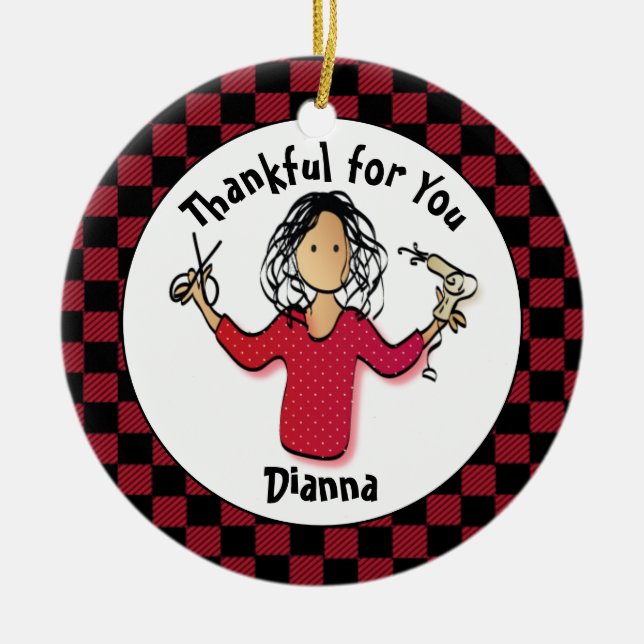 Funny Hairdresser Gift - Thank You Beautician Idea Ceramic Ornament (Front)