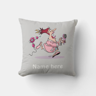 Funny Hairdresser hairstylist cartoon personalised Cushion