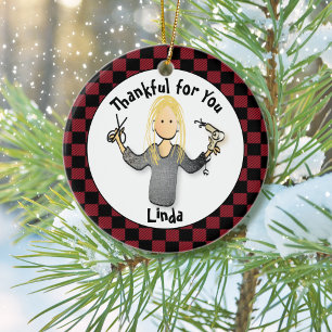 Funny Hairdresser Thank You Christmas Gift  Ceramic Ornament