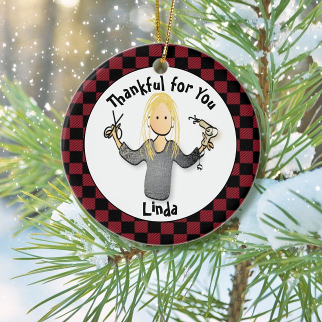 Funny Hairdresser Thank You Christmas Gift  Ceramic Ornament (Creator Uploaded)