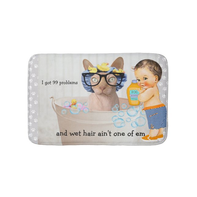 Funny Hairless Cat Bath Mat (Front)