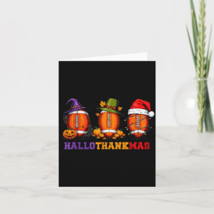 Funny Hallothankmas Football Halloween Thanksgivin Card