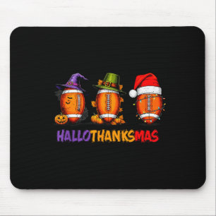 Funny Hallothanksmas Football Halloween Thanksgivi Mouse Pad