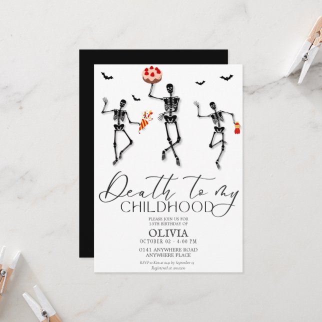 Funny Halloween 13th birthday  Invitation (Front/Back In Situ)