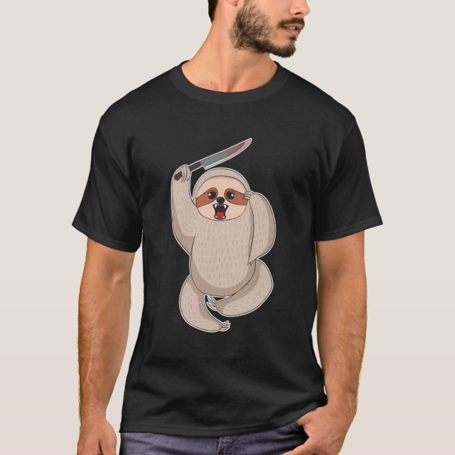 Funny Halloween 2020 Sloths Murderous Sloth Bloody T-Shirt (Front)