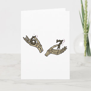 Funny Halloween 6 7 Meme Skeleton Hands Card