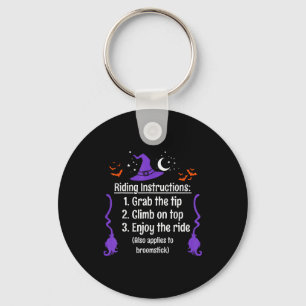 Funny Halloween Adult Sarcasm Humour Witch Riding Key Ring