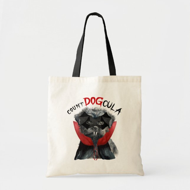 Funny Halloween Affenpinscher Dog Trick or Treat Tote Bag (Front)