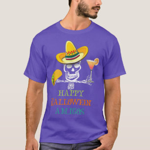Funny Halloween Amigo's Skeleton Mexican Hat Taco  T-Shirt