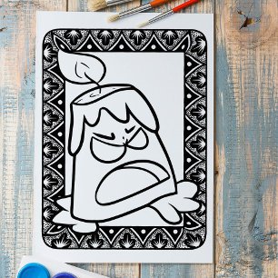 Funny Halloween Angry Candle Colouring Page Poster